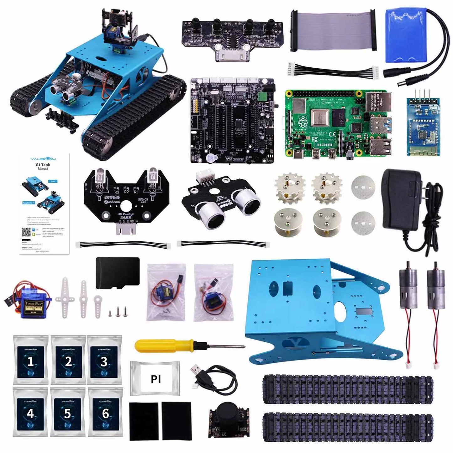 Smart Tank Robot Car Kit for Raspberry Pi 4B DIY Programmable Education with Teens Adults AI Electronic Set Compatible Arduino