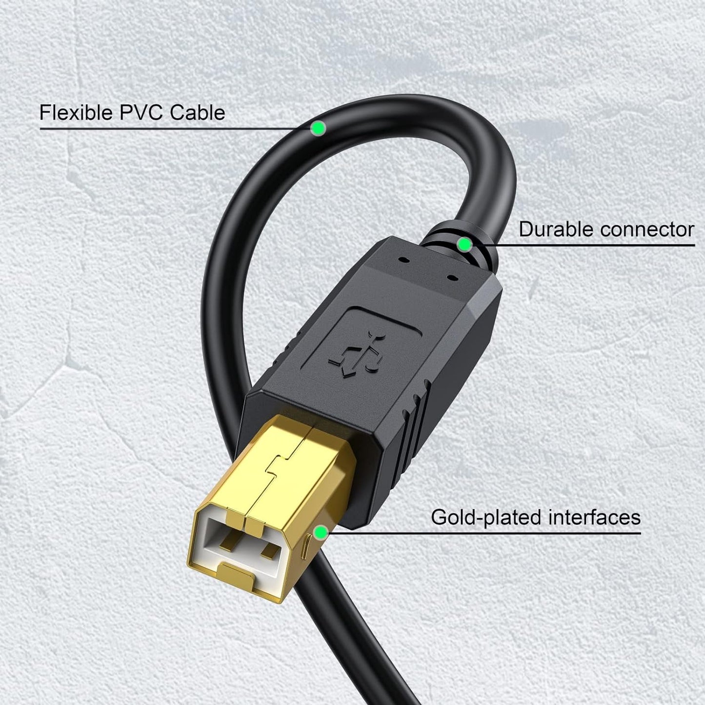 Printer Cable 25 FT - USB a to USB B Printer Cable Compatible with HP, Canon, Brother, Samsung, Dell, Epson and More