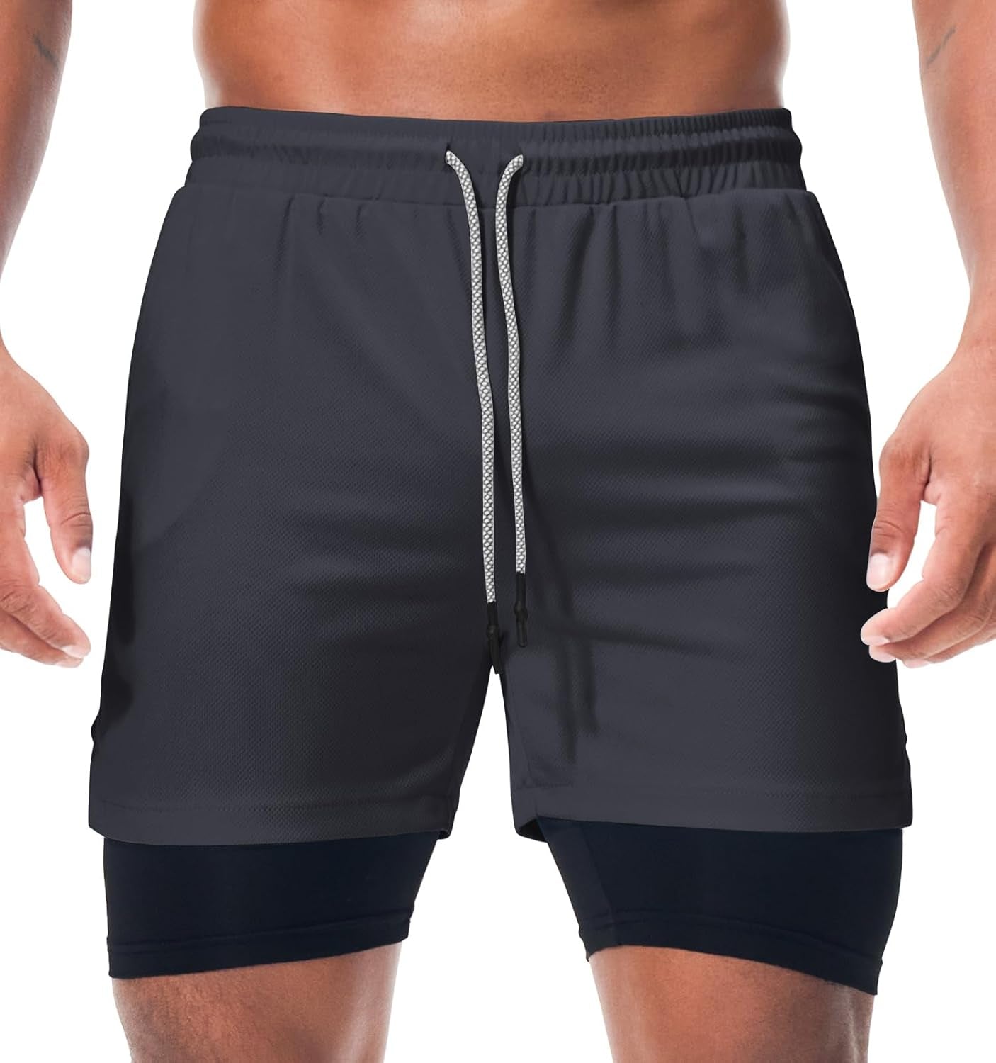Men'S Running Shorts Quick Dry Workout Gym Shorts Athletic 2-In-1 Stealth Shorts Outdoor Short for Men with Pockets