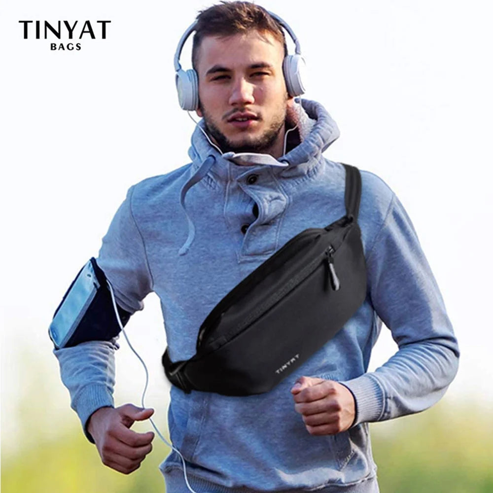 Sports Fanny Packs for Men Waterproof Crossbody Waist Man Bag Unisex Black