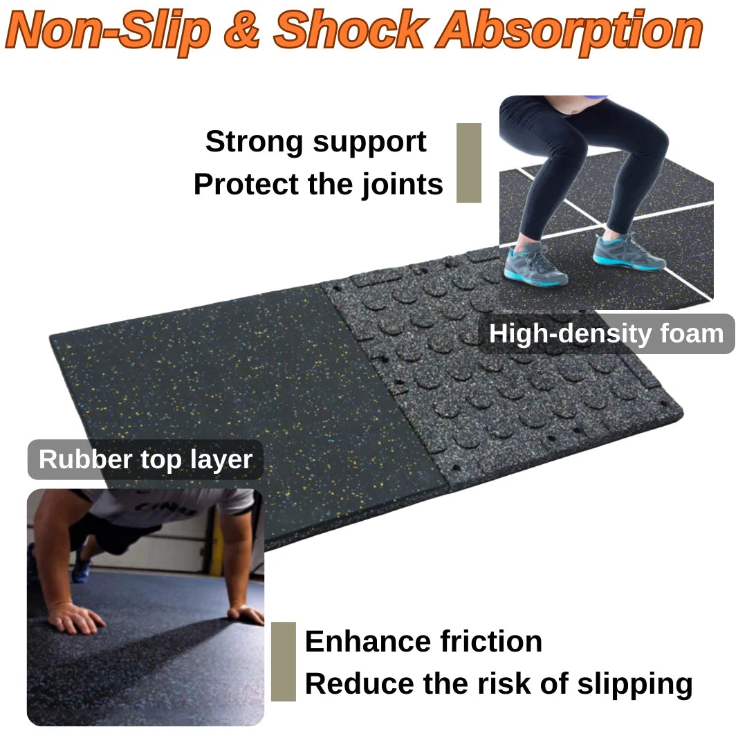 Rubber Gym Flooring, 0.98'' Thick High-Density Gym Mats, 20" X 20" Exercise Workout Equipment Mat for Home Gym, 4 Pack