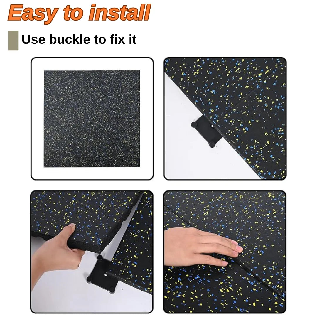 Rubber Gym Flooring, 0.98'' Thick High-Density Gym Mats, 20" X 20" Exercise Workout Equipment Mat for Home Gym, 4 Pack