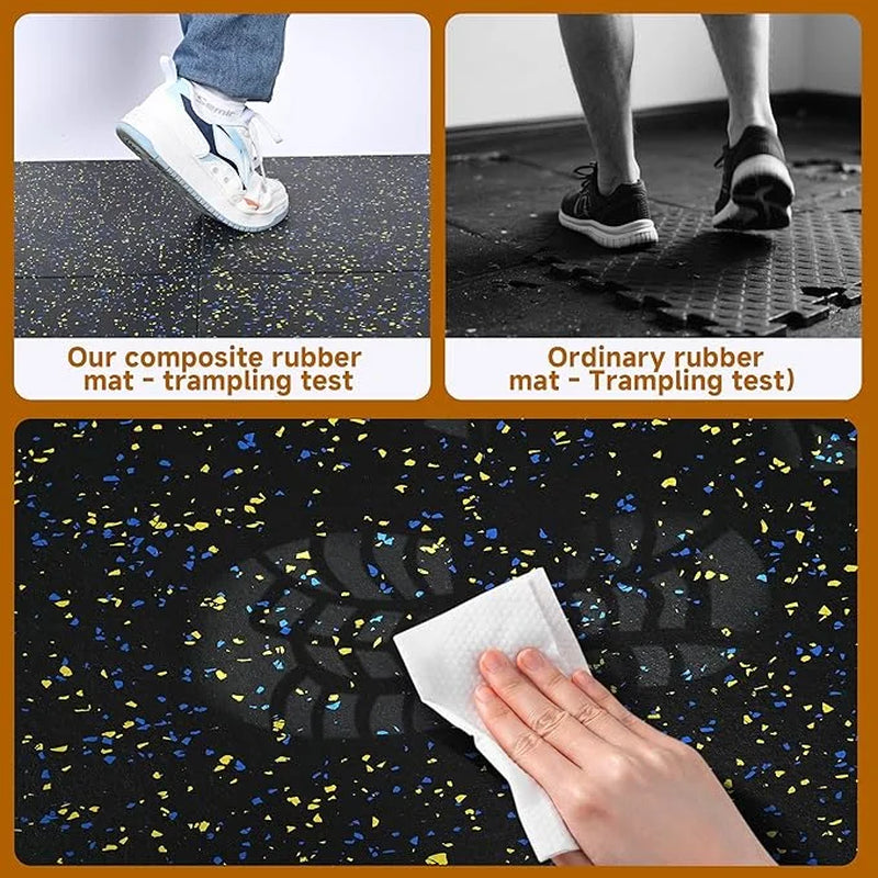 Rubber Gym Flooring, 0.98'' Thick High-Density Gym Mats, 20" X 20" Exercise Workout Equipment Mat for Home Gym, 4 Pack