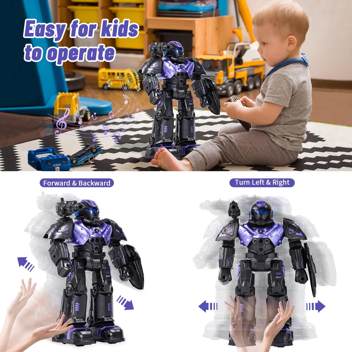 RC Robot Toys, Programmable Remote Control Robot, Interactive Gesture Sensing Robot with Launcher Smart Robot Gift for Boys Girls