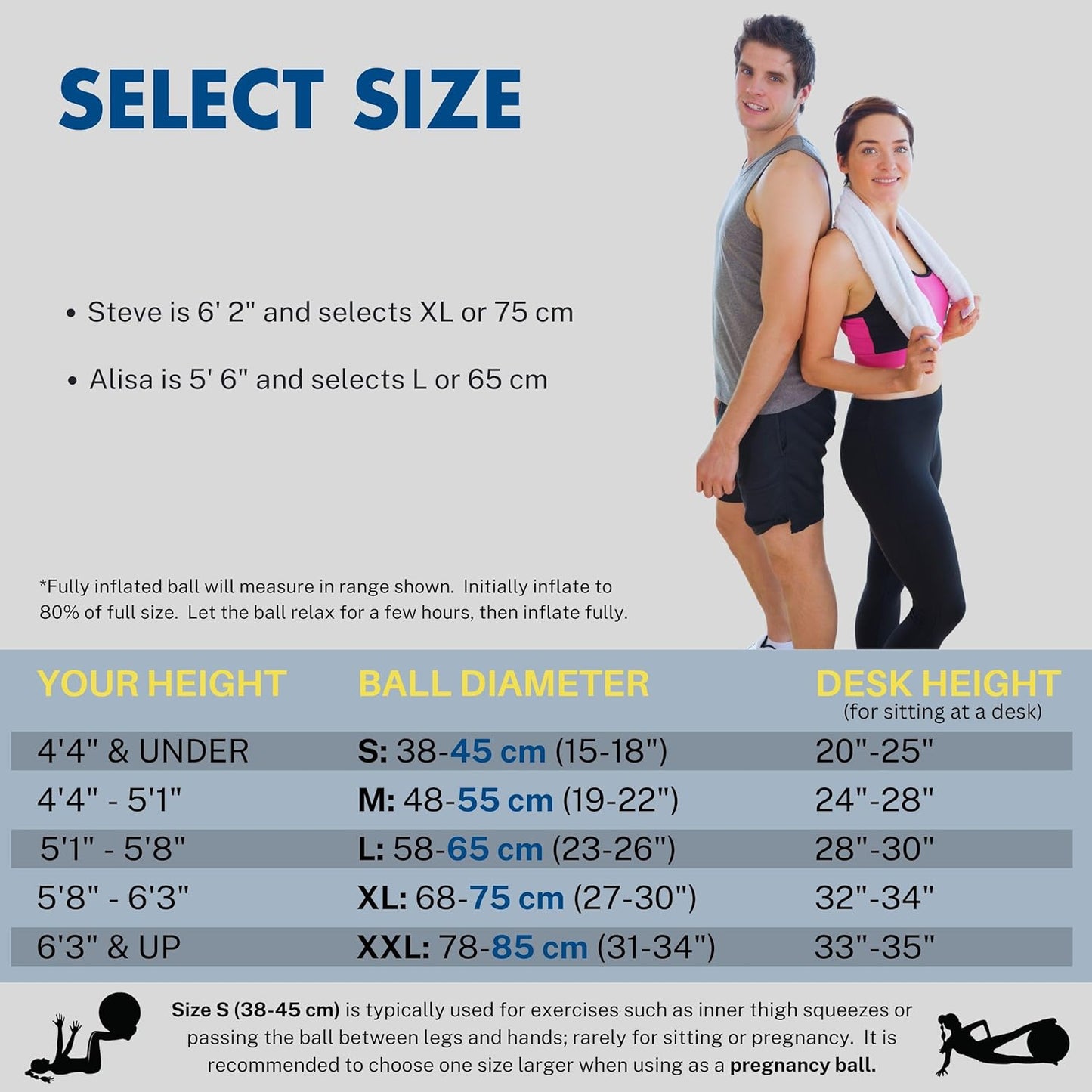 Yoga Ball - Fresh Colors Exercise Ball for Stability, Pregnancy, Workout & Physical Therapy