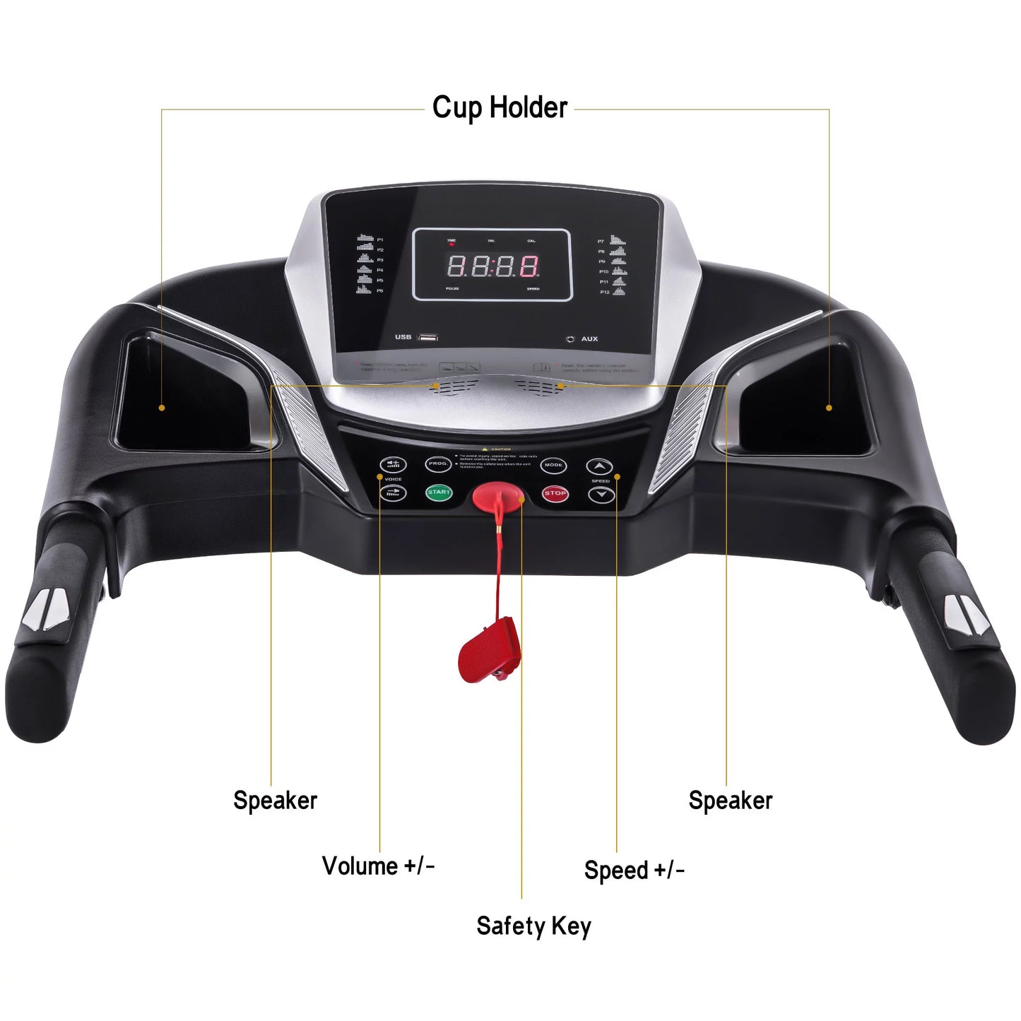 Folding Treadmill Can Hold 240Lbs Electric Treadmill 1.5HP Jogger with 3 Levels of Incline 12 Preset Programs