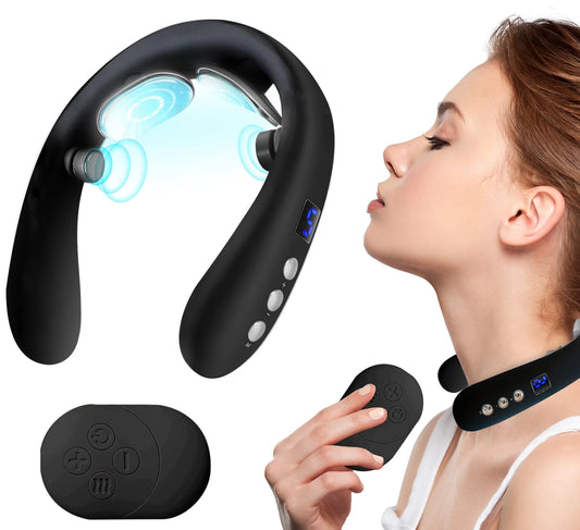 Neck Massager, Electric Pulse Neck Massager for Pain Relief Deep Tissue, Portable Intelligent Neck Massager with Heat for Women Men Gifts