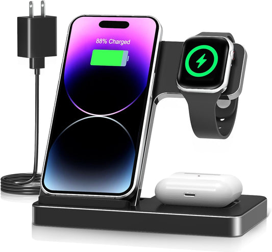 Cargador Inalambrico Base De Carga Inalambrica 3 En 1 Para Apple Watch Y Air
