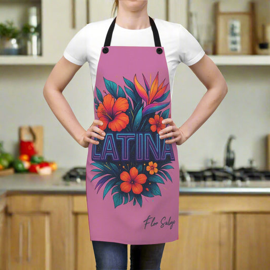 Vibrant Latina Apron, Floral Cooking Apron, Gift for Latina Chef, Bright Kitchen Accessory, Fun Cooking Gift, Latina Pride Apron