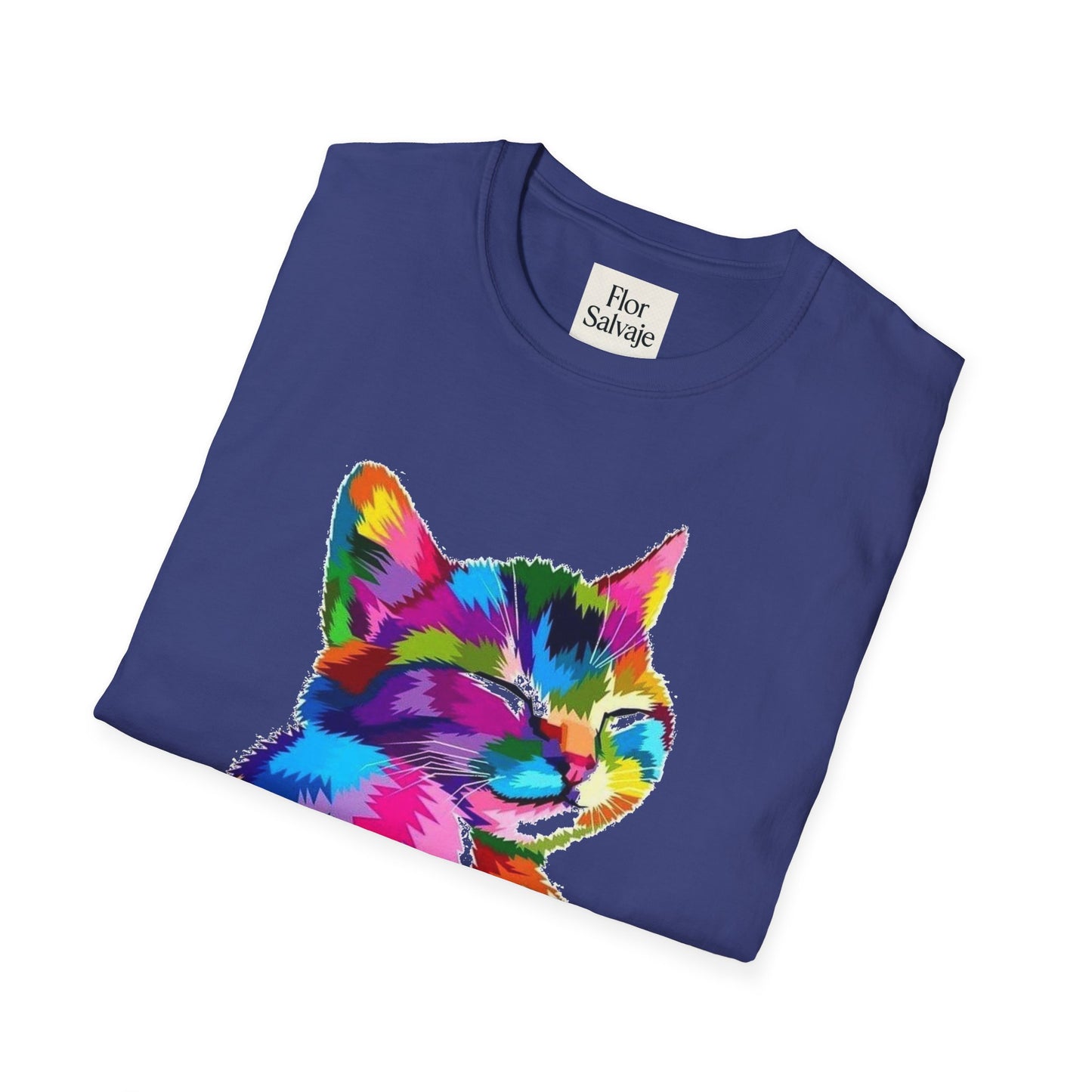 Colorful Cat Love Unisex T-Shirt - Softstyle Design for Animal Lovers