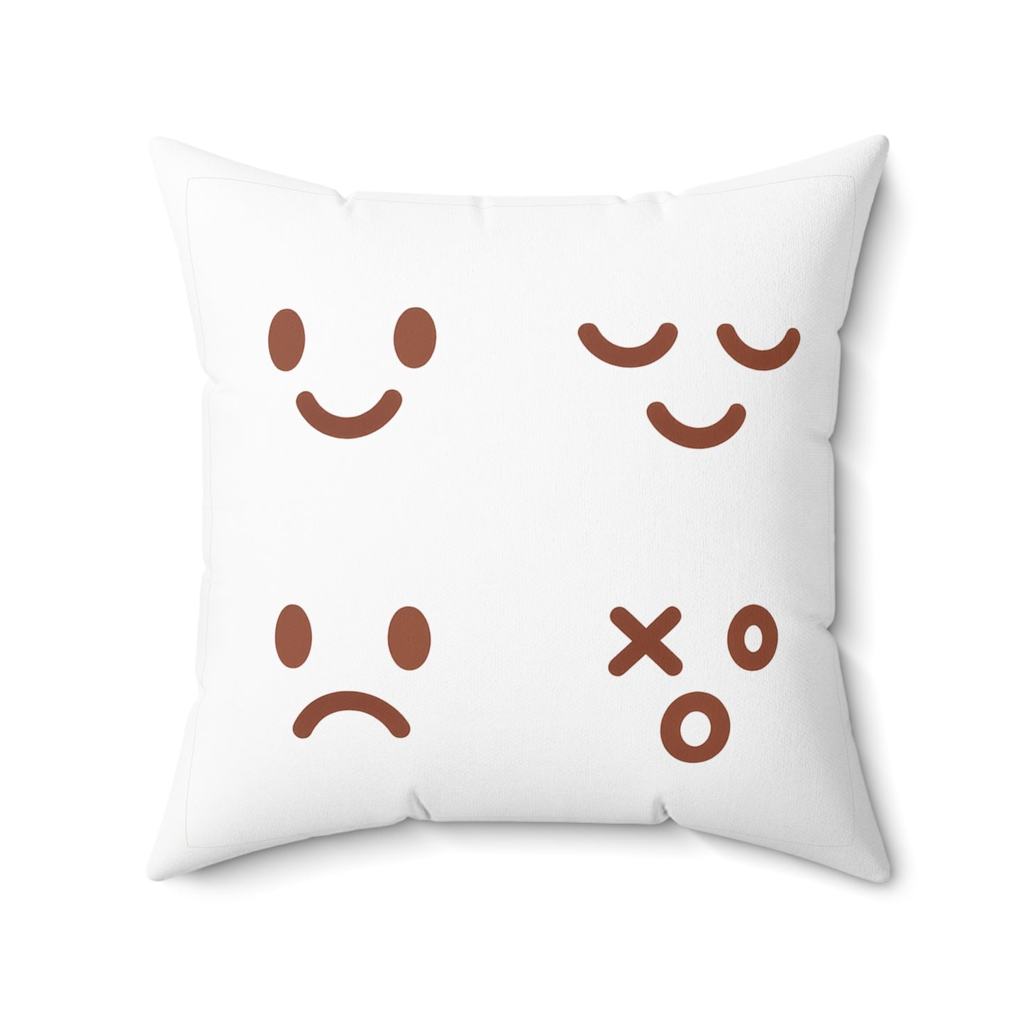 Emotional Vibes Decorative Pillow - Square Spun Polyester with Cute Faces