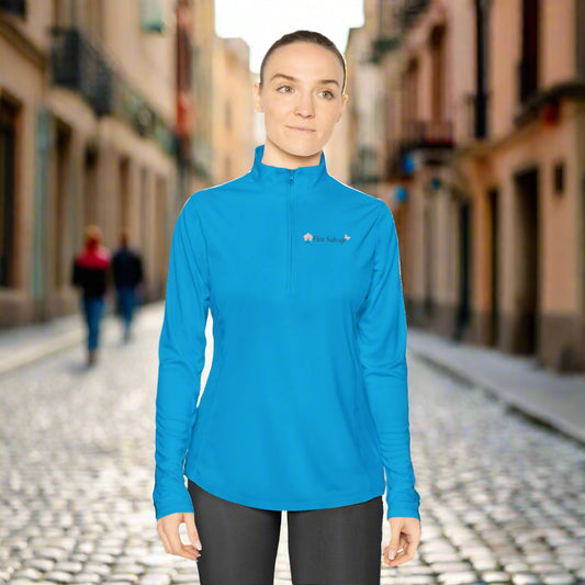 Ladies Quarter-Zip Pullover with Fun Bichotas Design | Cozy, Stylish Activewear, Perfect for Fitness or Casual Outfits, Gift for Her