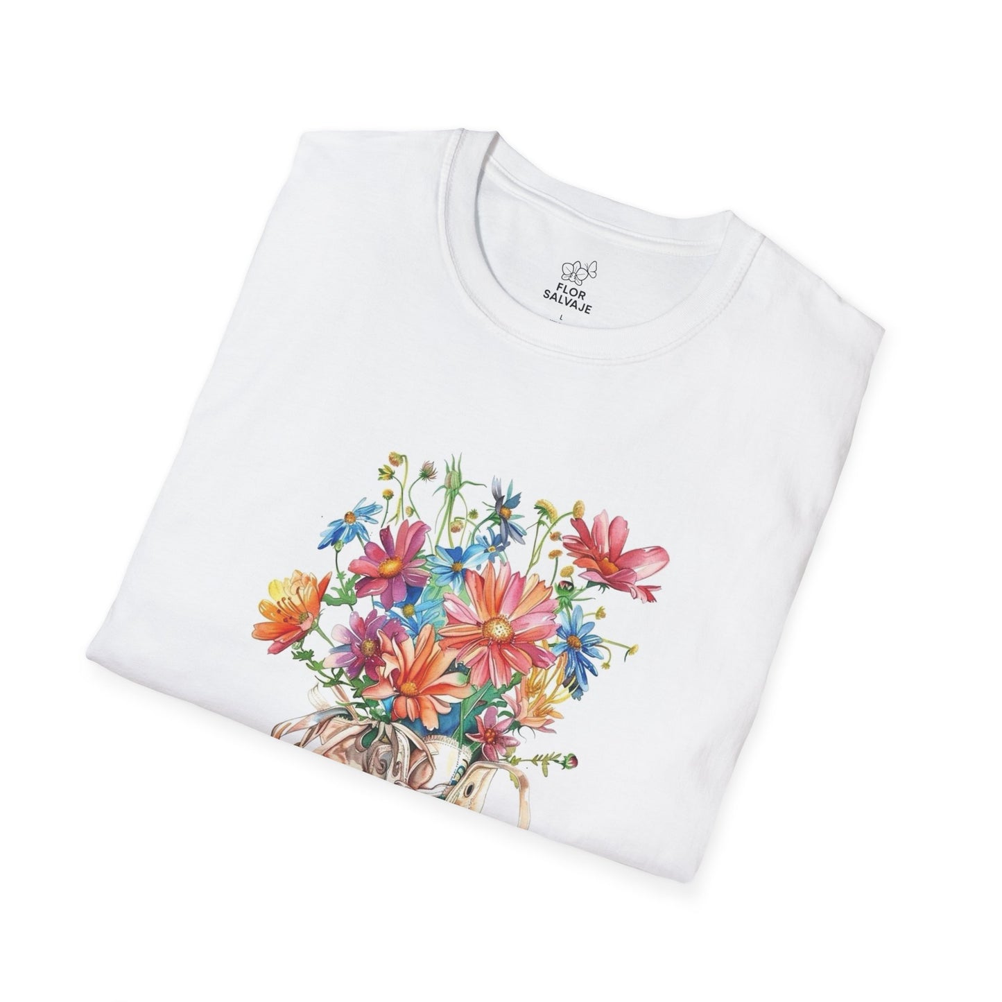 Floral Sneakers T-Shirt, Unisex Softstyle Tee, Boho Casual Shirt, Gift for Nature Lovers, Spring/Fall Fashion