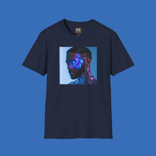 Futuristic Graphic T-Shirt - Unisex Softstyle Tee with Cybernetic Design
