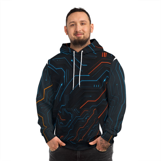 Futuristic Circuit Pattern Hoodie - Stylish Tech-Inspired Apparel