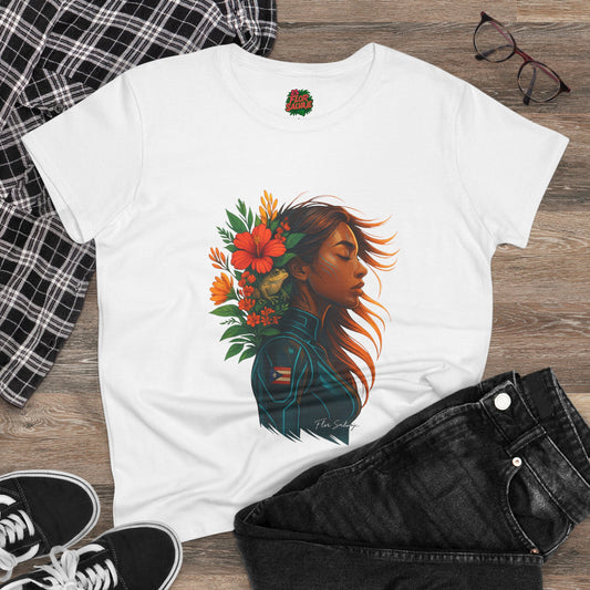 Women's Floral Graphic Tee, Artistic Cotton T-Shirt, Casual Wear, Gifts for Her, Spring Fashion