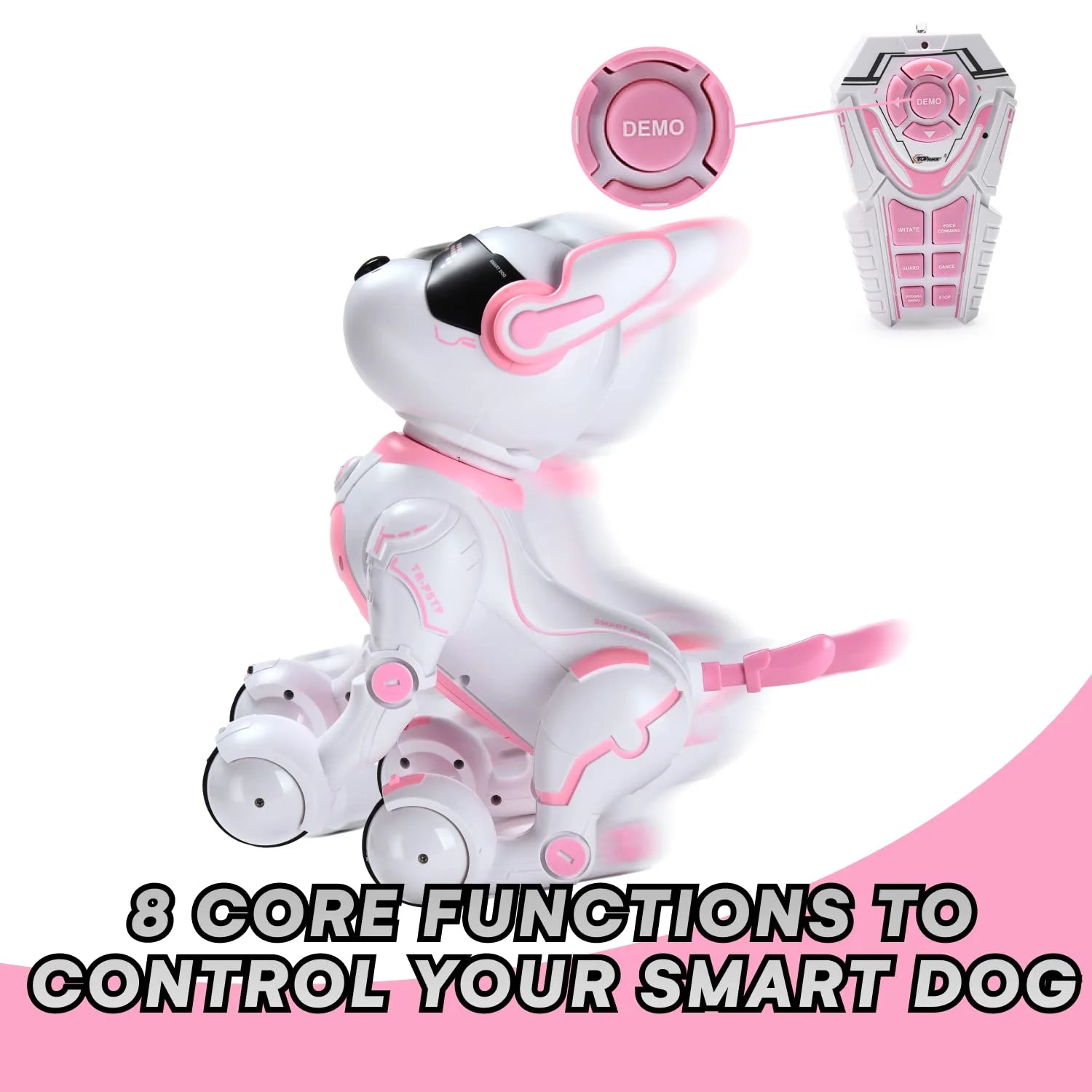Remote Control Robot Dog Toy Touch Edition - Pink, Voice Control, Kids 3-10Y