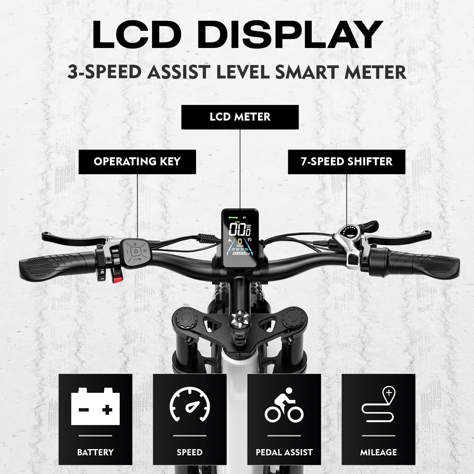 26 Inch Electric Bike for Adults, 750W Folding Fat Tire Bikes, 52V Ebike 19Ah Removable Li-Ion Battery 7-Speed