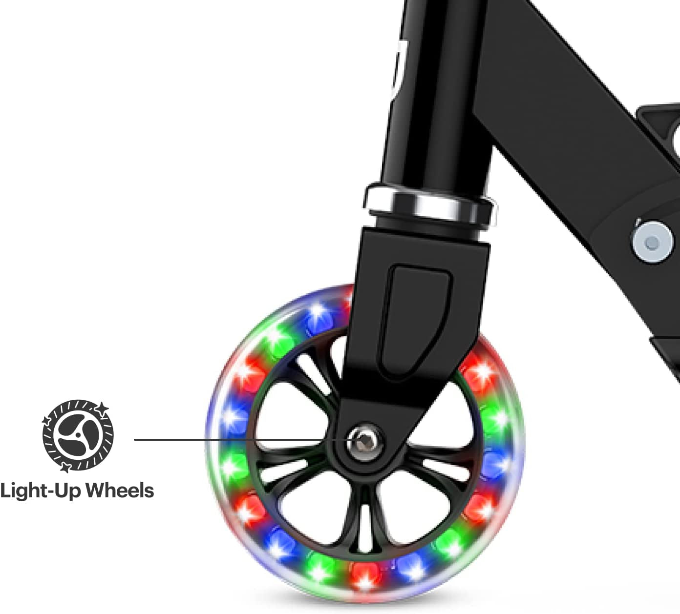 2-Wheel Light-Up Kick Scooter, Light up Deck and Wheels, Height Adjustable Handlebar, Rear Brake, Easy-Folding Mechanism, 4 or 6 Inch Wheels