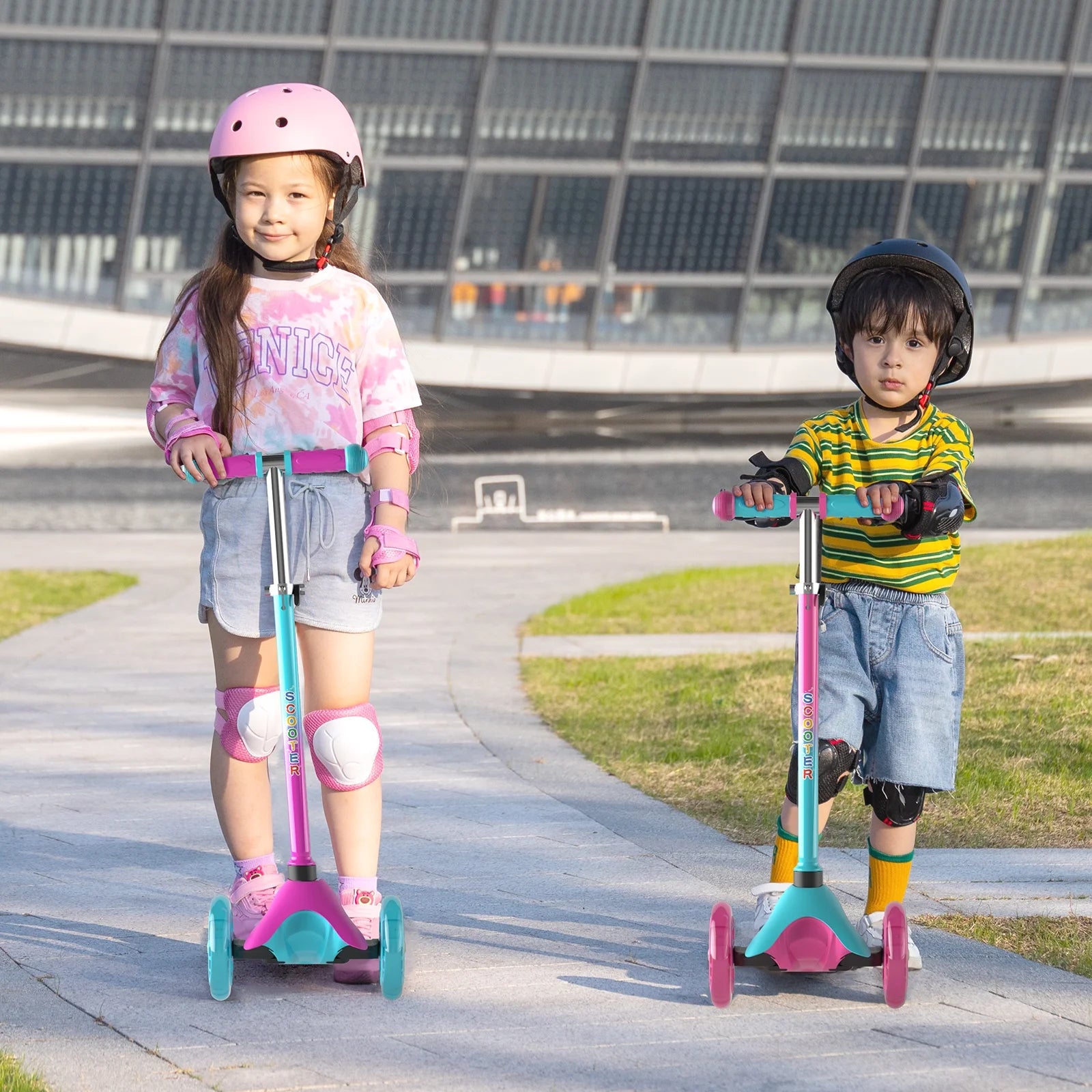 Kids Scooter Kick Scooter 3 Wheel Adjustable Height Light up LED Wheels for Kids Boys Girls Ages 2-5