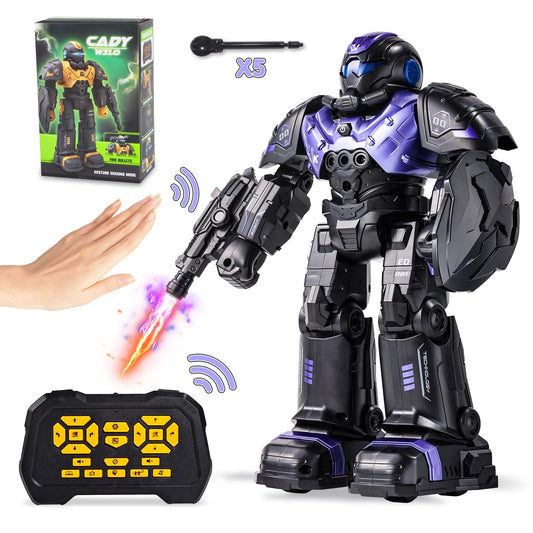 RC Robot Toys, Programmable Remote Control Robot, Interactive Gesture Sensing Robot with Launcher Smart Robot Gift for Boys Girls
