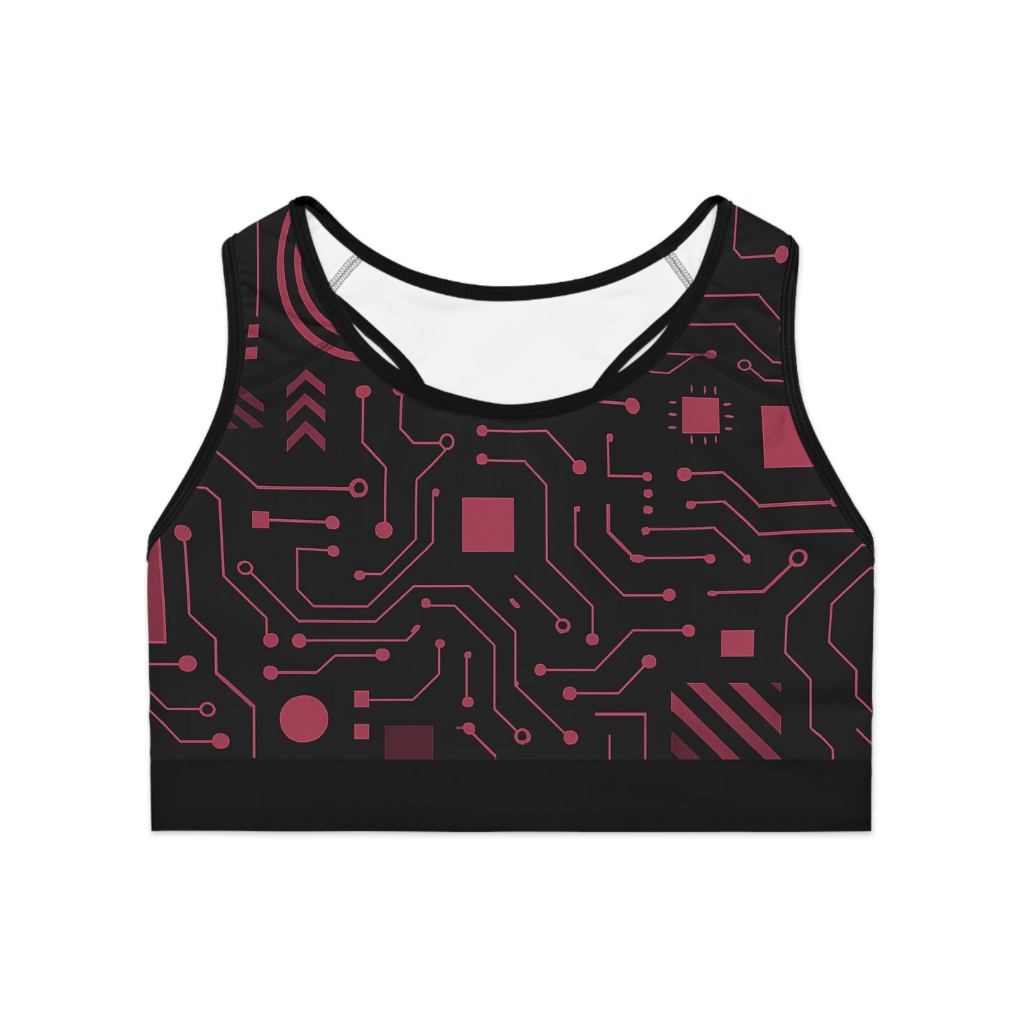 Futuristic Circuit Sports Bra, Athletic Wear, Fitness Apparel, Workout Gear, Trendy Activewear, Unique Gift for Her