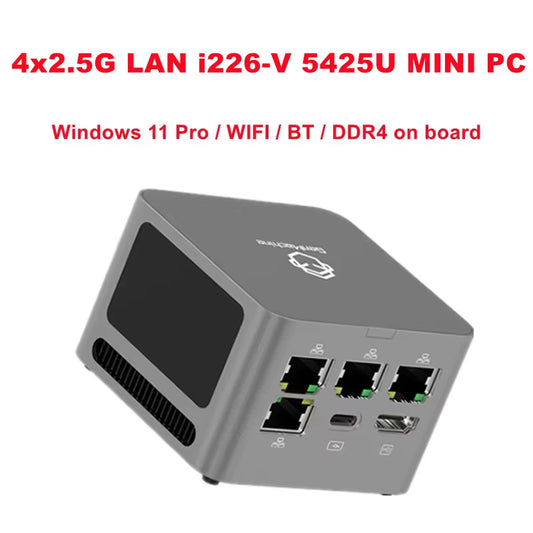 Mini PC R3 5425U Windows 11 Pro DDR4 on Board 8GB WIFI BT 4X 2.5G LAN I226-V Desktop MINI PC Office Computer