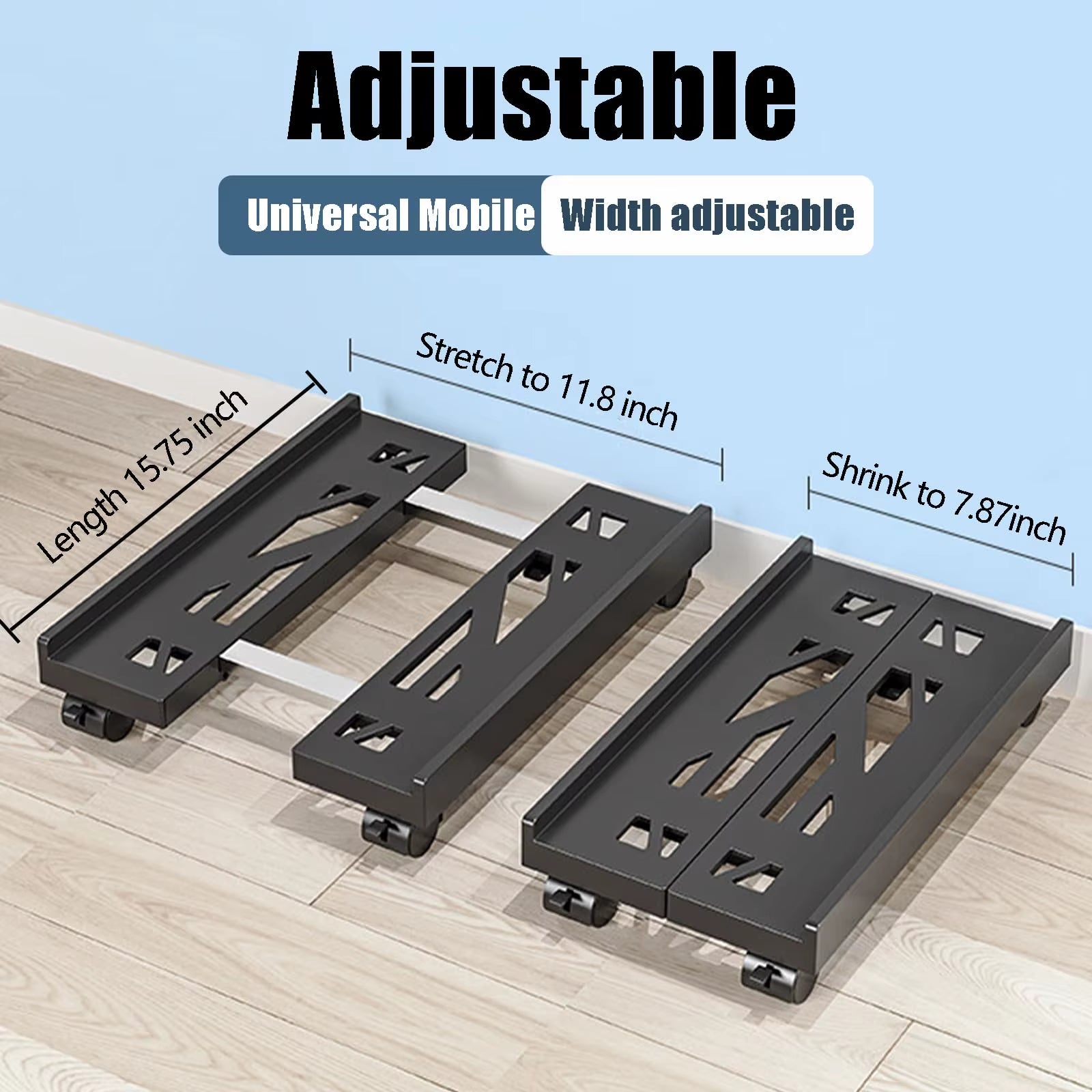 Adjustable Mobile CPU Stand, Ventilated Computer Tower Stand PC Tower Stand with 4 Caster Wheels Fits Most PC, under Desk Holder