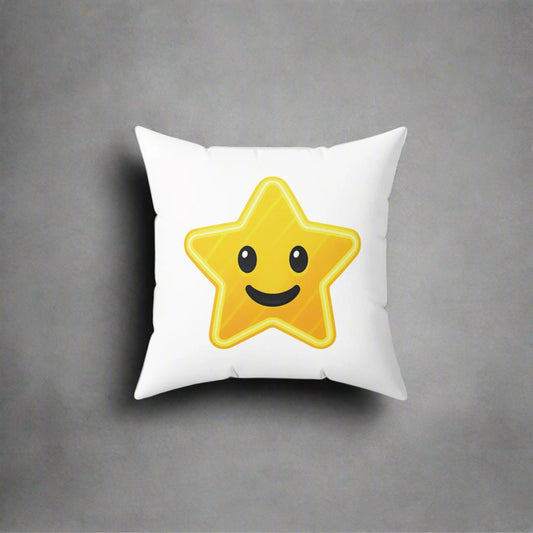 Playful Star Emoji Square Pillow - Fun Home Decor for Kids