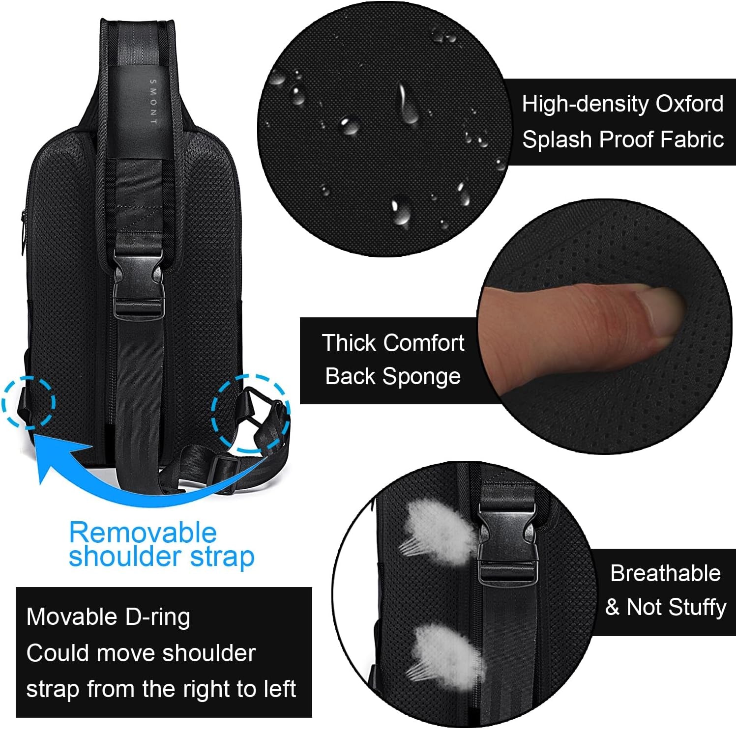 Sling Bag Crossbody for Men, 14.2 Inch anti Theft Waterproof Chest Shoulder Bag with USB Charging Port