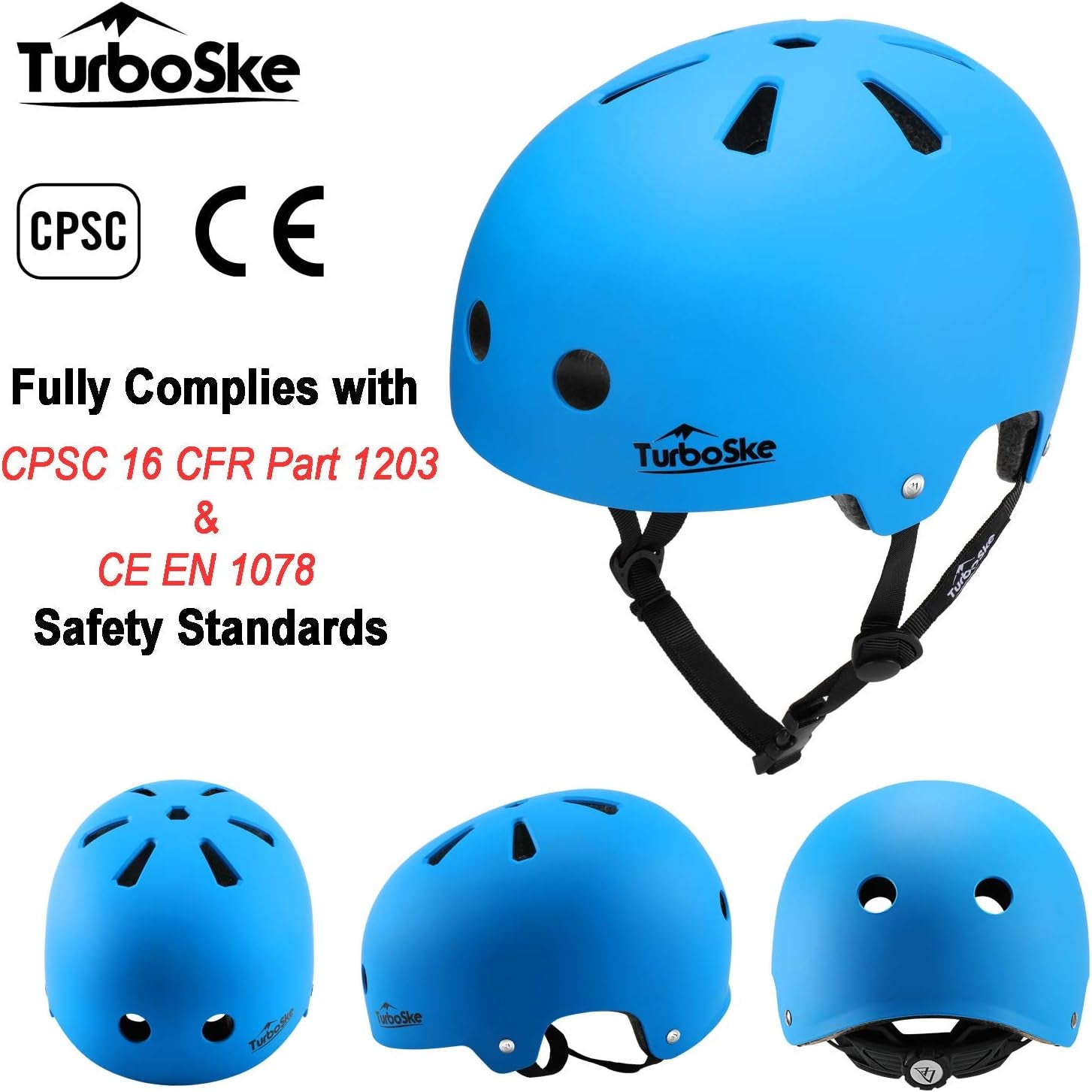 Skateboard Helmet, BMX Helmet, Multi-Sport Helmet, Bike Helmet for Kids, Youth, Men, Women