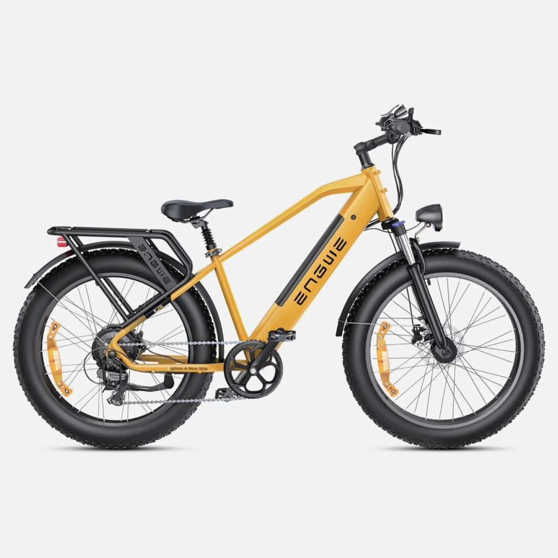 26 Inches Fat Tire Electric Bike, 28 MPH Electric Bike with Lithium Ion Battery 48 Volts 16Ah, 750W Ebike Aluminum Frame 180Mm Rear Hydraulic Disc Brakes | Yellow