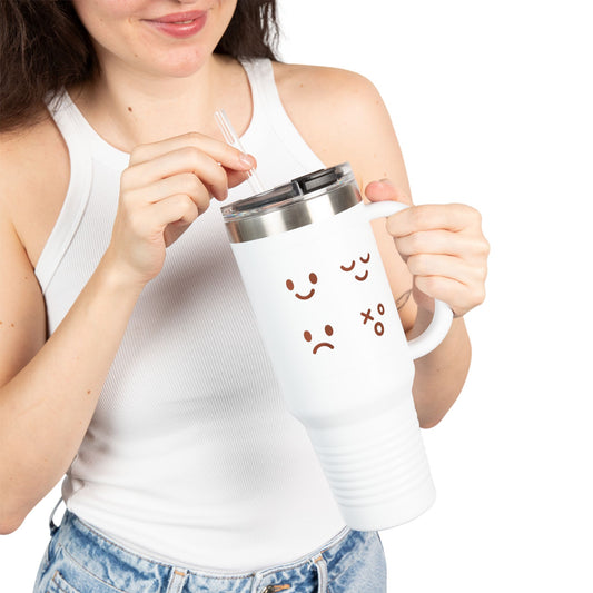 40oz Insulated Travel Mug with Cute Emoji Faces