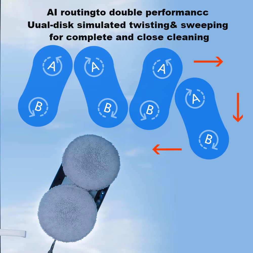 Window Cleaning Robot  HCR-10 Water Spraying Ultrathin Robot Window Cleaner, Auto Electric Glass Wet Mop, Smart Memory