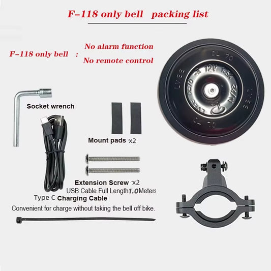 FEDOG Bicycle Electric Bicycle Scooter Electric Horn Alarm Electric Super Loud Horn, Remote Control Operation anti Theft Alarm