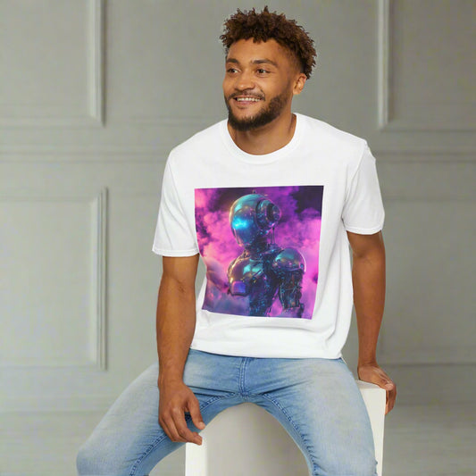 Futuristic Robot Graphic T-Shirt | Unisex Softstyle Tee | Unique Art for Tech Enthusiasts