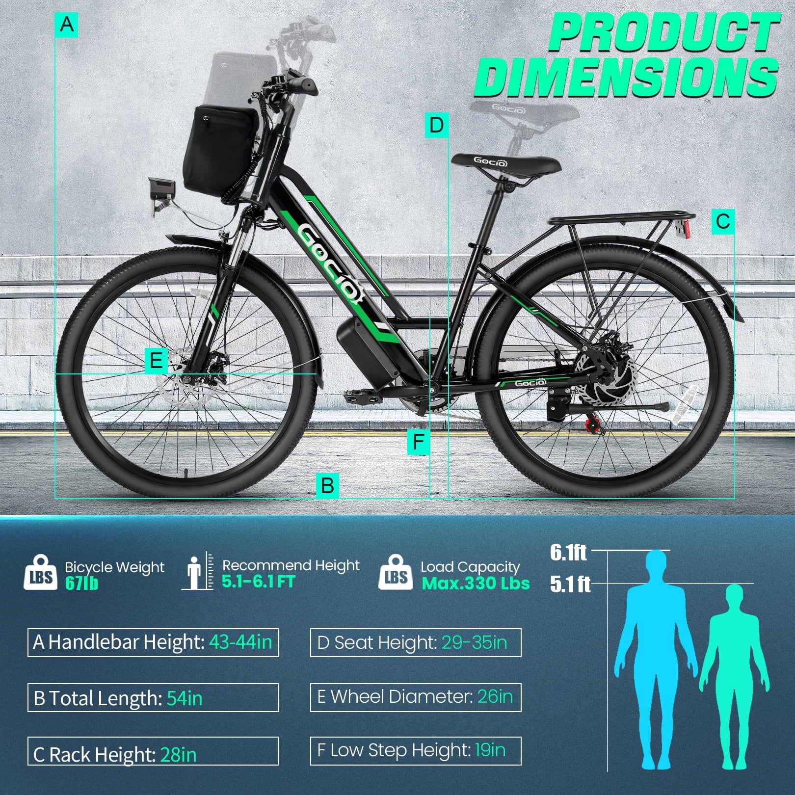 500W 26" Electric Bike 48V Removable Battery Electric Bicycle for Adults, 19.8Mph Cruiser Ebike, Electric Commuter Bike Low Step Frame, Shimano 7 Speed for Men Women Senior UL2849