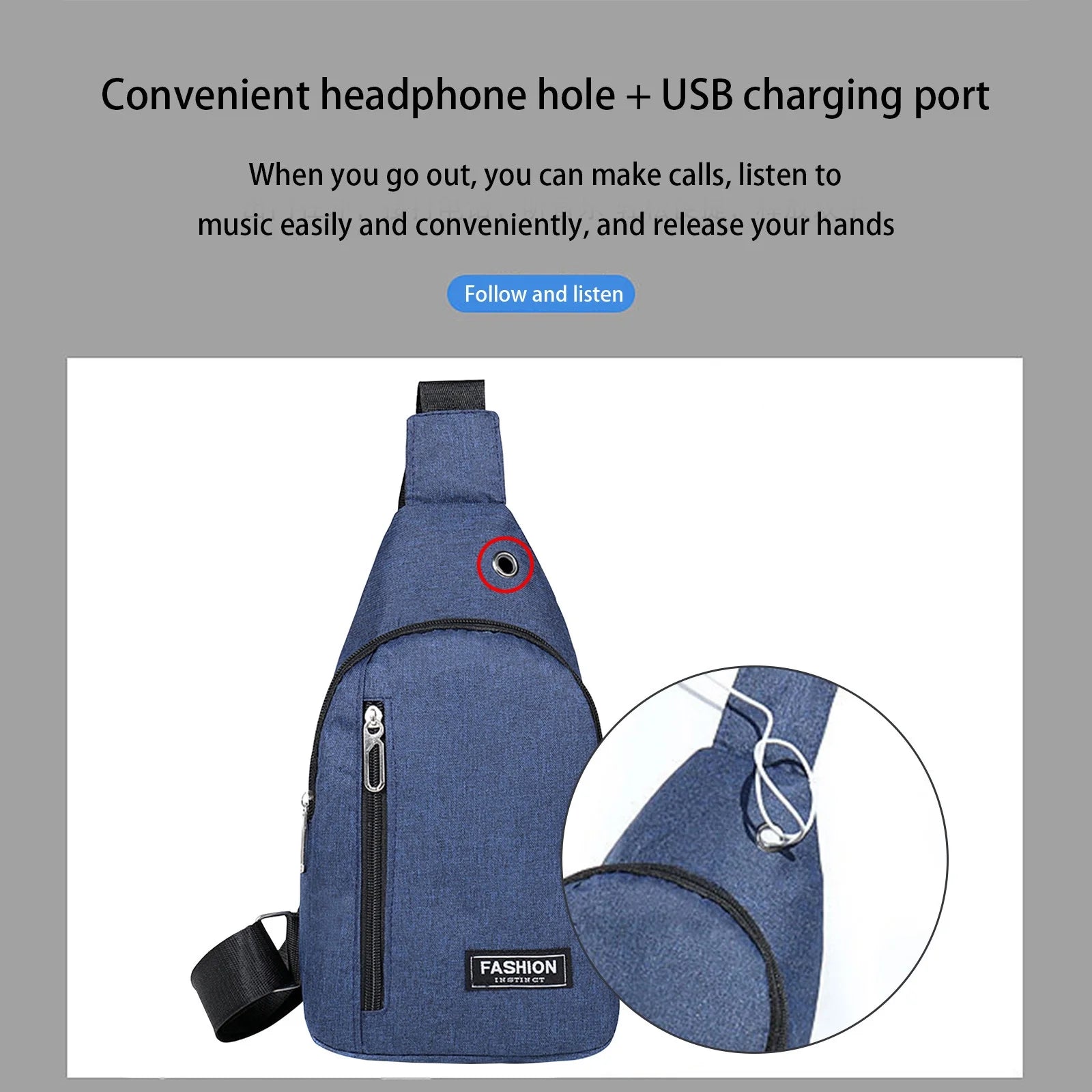 School Supplies Crossbody Bag Chest Bag Shoulder Backpack with USB Charging Hole and Headphone Hole a Surprising Little Gift for Boyfriend or Girlfriend