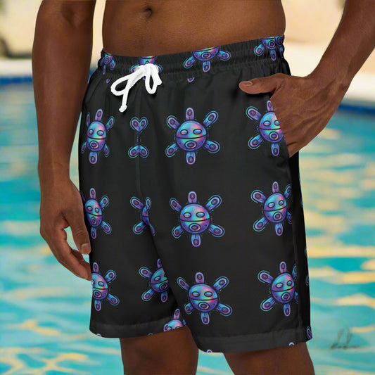 Vibrant Cat Theme Unisex Swim Shorts, Beachwear, Summer Essentials, Pool Party Gear, Gift for Cat Lovers