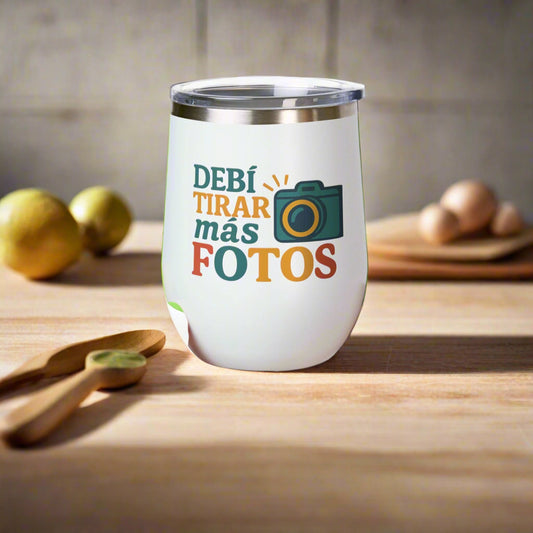 Photography Wine Tumbler, 12oz, Funny Gift for Photographers, Travel Mug for Wine, Creative Gifts for Photography Lovers, Debí Tirar [...]