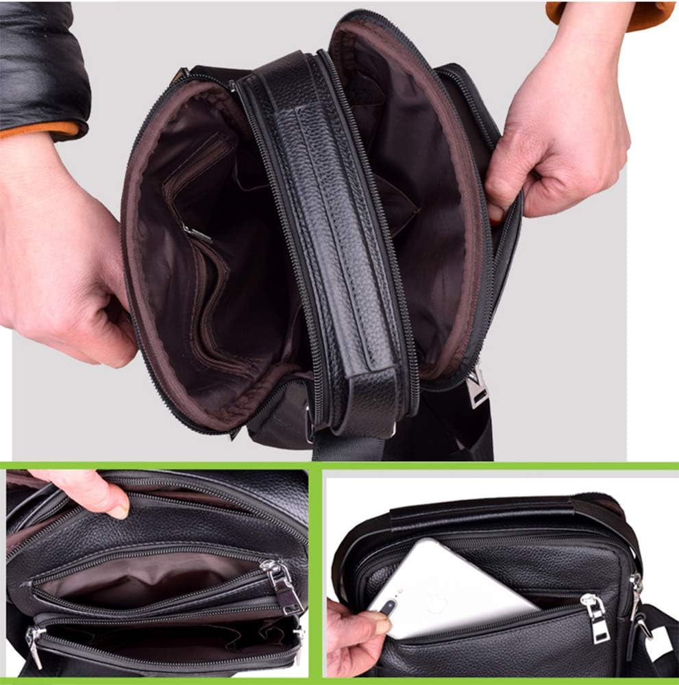 Leather Messenger Bag for Men, Man Purse Crossbody Bag PU Leather Men Zipper Bag, Satchel Shoulder Bag