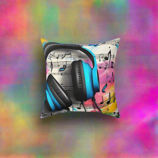 Musical Vibes Pillow, Music Lover Gift, Home Decor, Couch Pillow, Colorful Cushion, Unique Music Pillow
