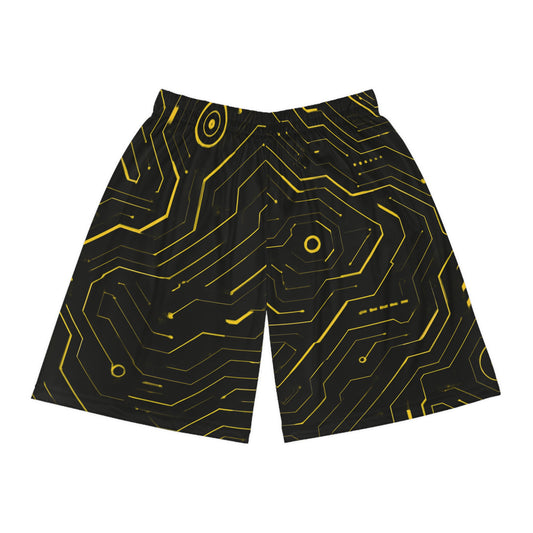 Futuristic Circuit Pattern Basketball Shorts for Active Lifestyle