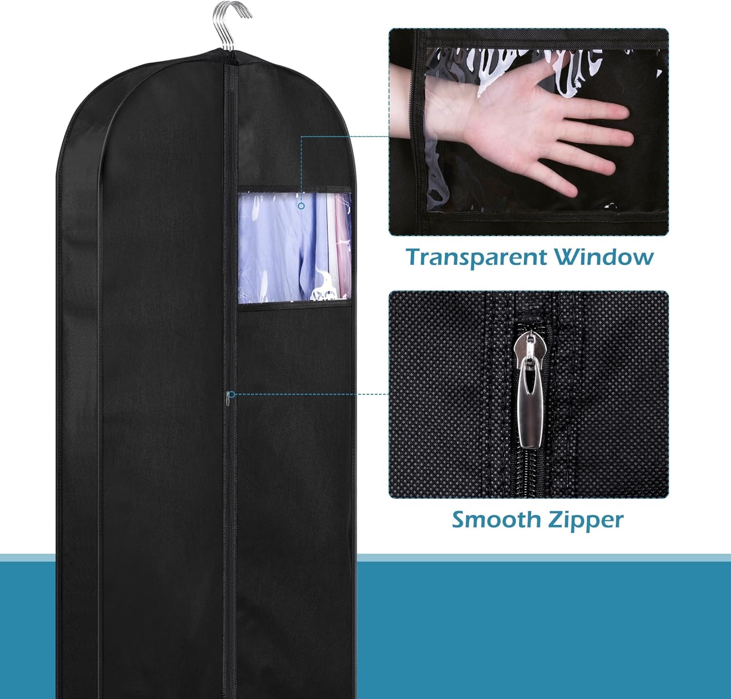 43" Suit Bags for Closet Storage and Travel, Gusseted Hanging Garment Bags for Men Suit Cover with Handles for Clothes, Coats, Jackets, Shirts（3 Packs）