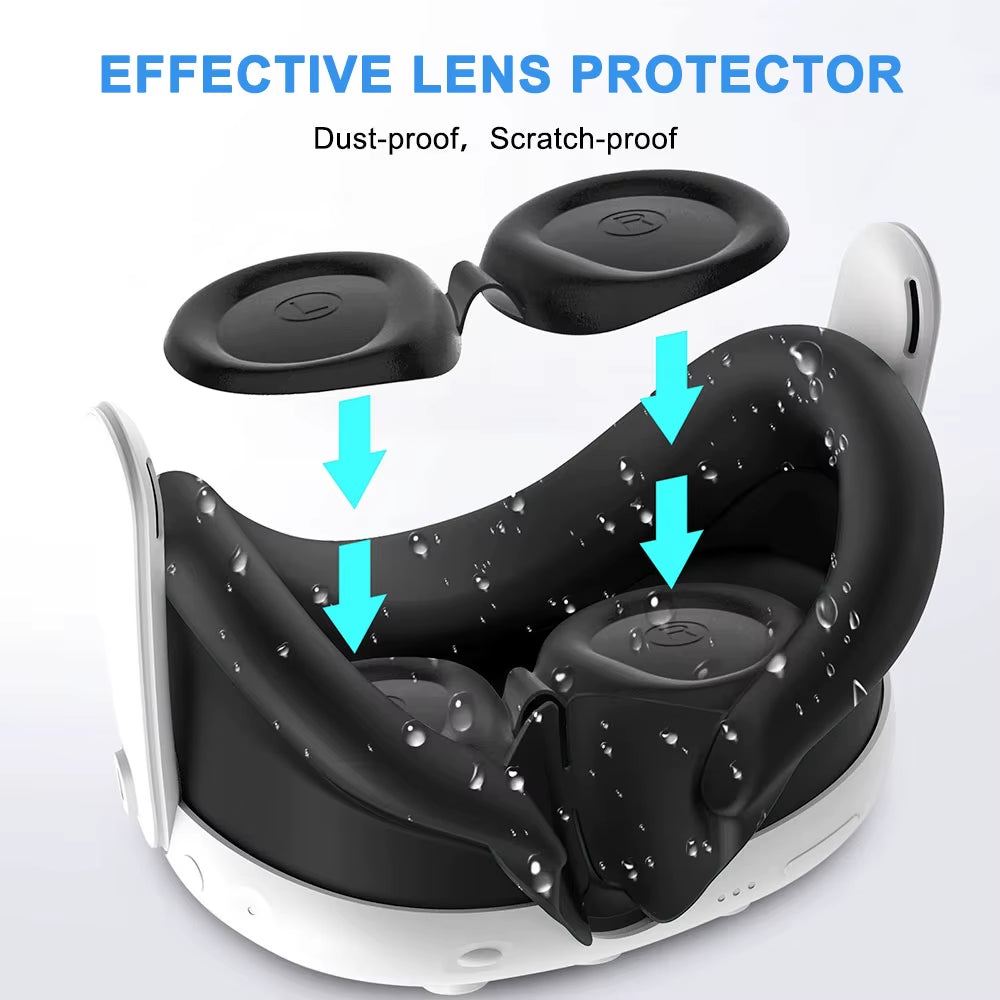 Silicone Cover Set for Oculus/Meta Quest 3 Accessories VR Headset Controller Grip Protective Cover Lens Cap Face Case Eye Mask