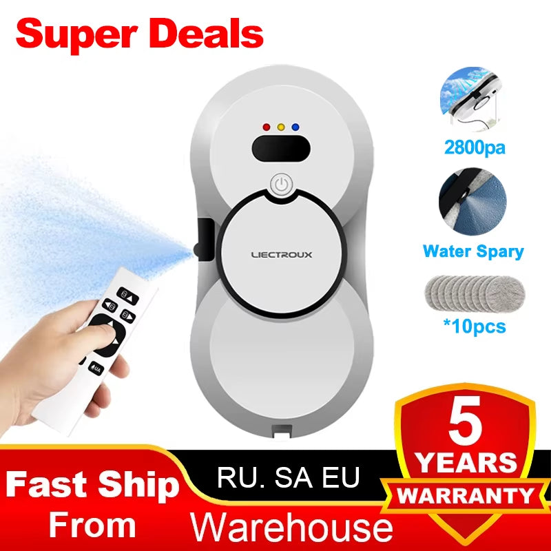 Window Cleaning Robot  HCR-10 Water Spraying Ultrathin Robot Window Cleaner, Auto Electric Glass Wet Mop, Smart Memory