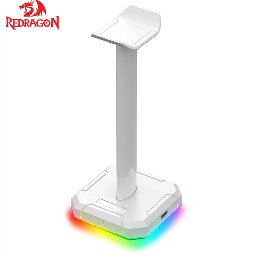 Stand RGB Backlit Aluminum Supporting Bar Non-Slip Solid Rubber Base 4X USB 2.0 for All Headphones