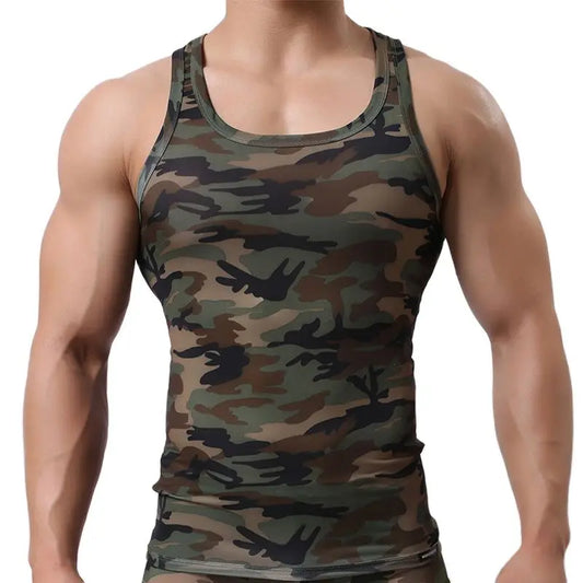 Fitness Camouflage Singlet Bodybuilding Vest Elastic Clothing