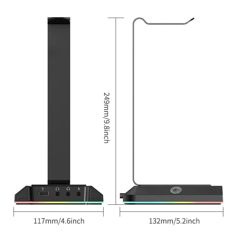 EKSA W1 Gaming Headset stand with 7.1 Surround/2 USB and 3.5mm Ports RGB