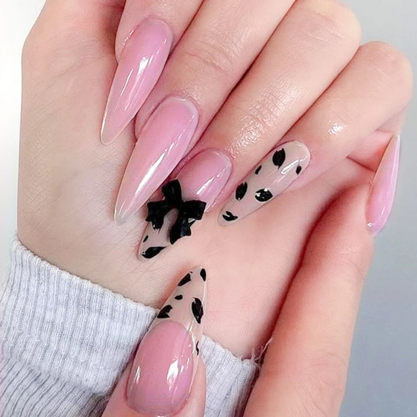 24pcs Autumn Brown French Fake Nails